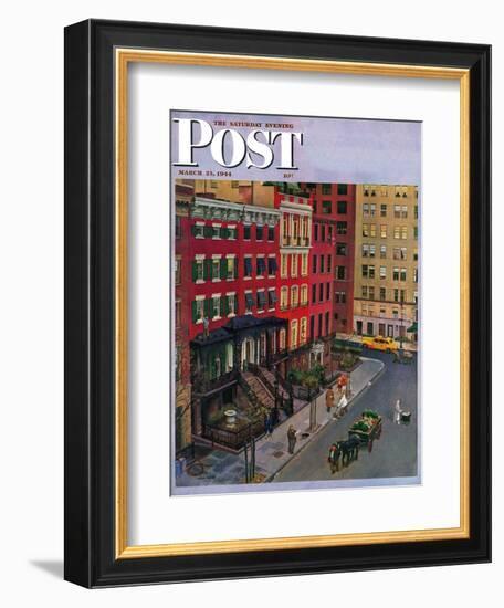 "Gramercy Park," Saturday Evening Post Cover, March 25, 1944-John Falter-Framed Giclee Print