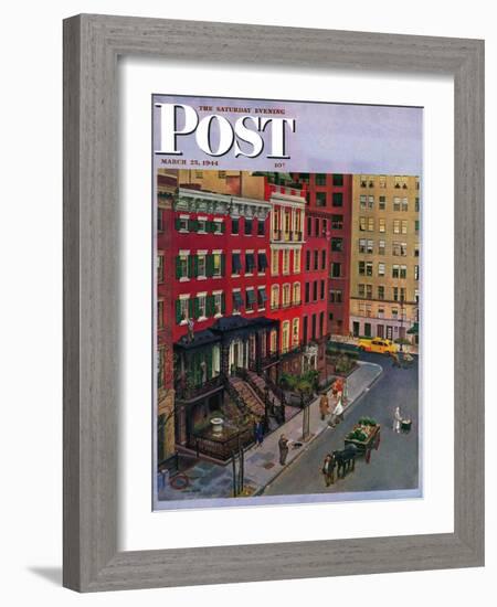 "Gramercy Park," Saturday Evening Post Cover, March 25, 1944-John Falter-Framed Giclee Print