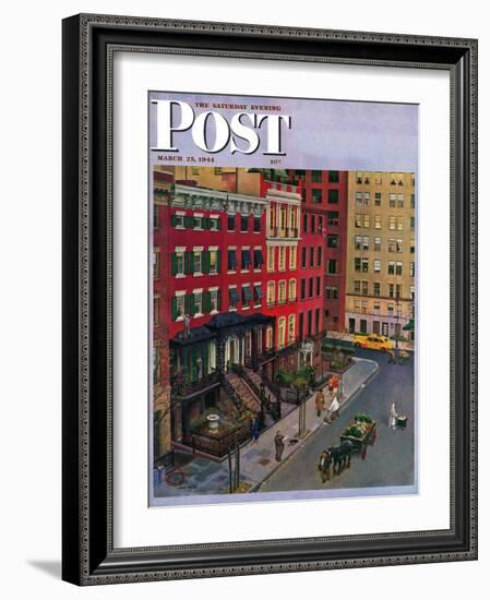 "Gramercy Park," Saturday Evening Post Cover, March 25, 1944-John Falter-Framed Giclee Print