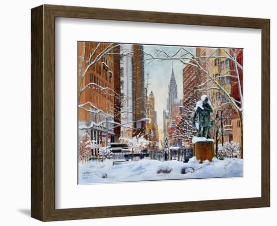 Gramercy Park, Snow,2019,(Oil on Canvas)-Anthony Butera-Framed Giclee Print