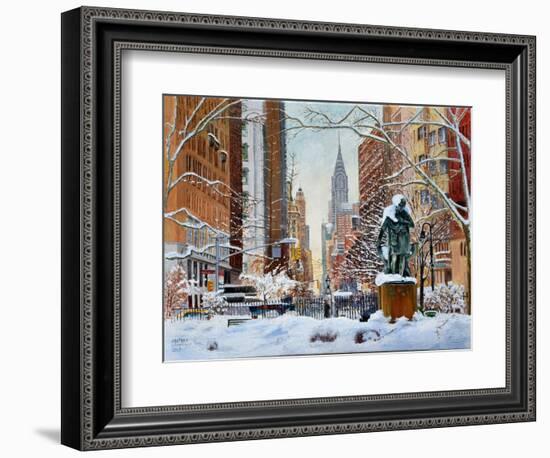 Gramercy Park, Snow,2019,(Oil on Canvas)-Anthony Butera-Framed Giclee Print