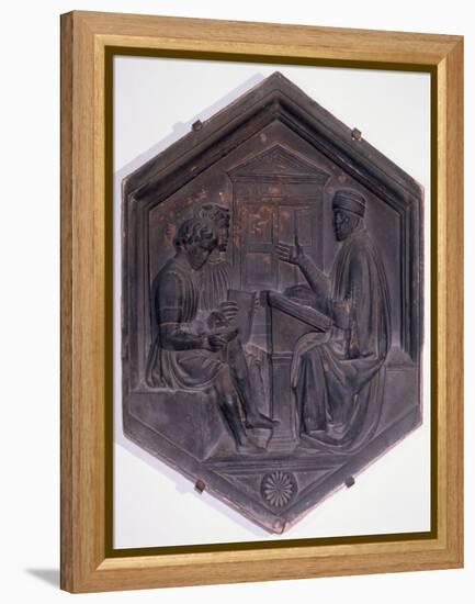 Grammar, Hexagonal Decorative Tile from a Series Depicting the Seven Liberal Arts-Andrea Pisano-Framed Premier Image Canvas