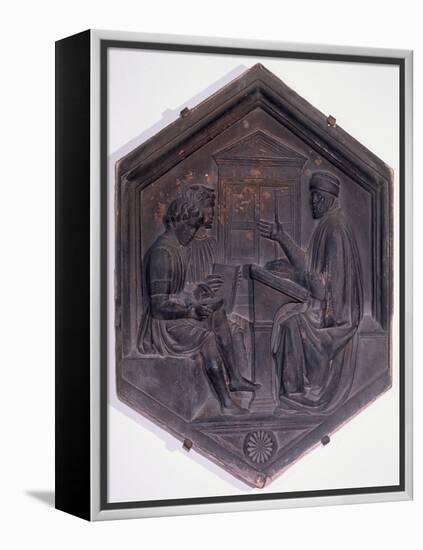 Grammar, Hexagonal Decorative Tile from a Series Depicting the Seven Liberal Arts-Andrea Pisano-Framed Premier Image Canvas