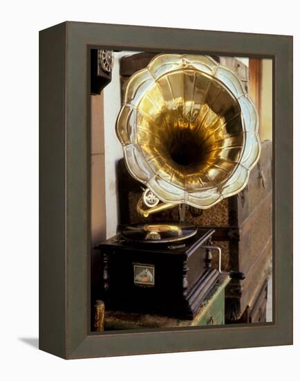 Gramophone, Bazaar Antique Shop, San Miguel de Allende, Mexico-Inger Hogstrom-Framed Premier Image Canvas