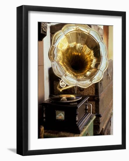 Gramophone, Bazaar Antique Shop, San Miguel de Allende, Mexico-Inger Hogstrom-Framed Photographic Print
