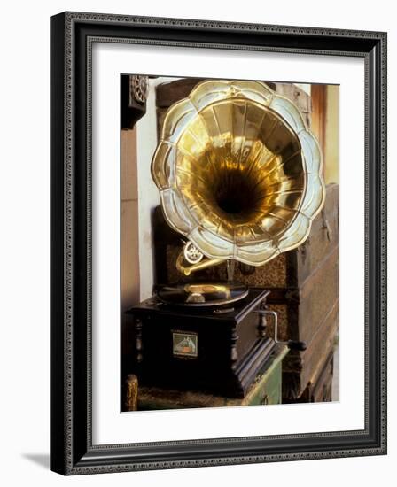 Gramophone, Bazaar Antique Shop, San Miguel de Allende, Mexico-Inger Hogstrom-Framed Photographic Print