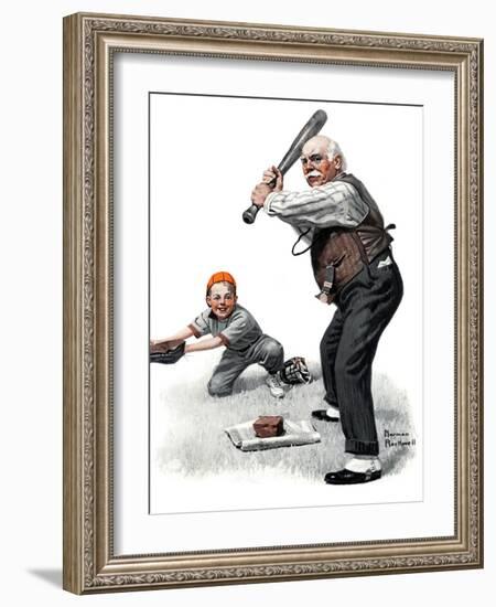 "Gramps at the Plate", August 5,1916-Norman Rockwell-Framed Giclee Print