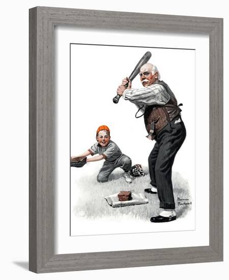 "Gramps at the Plate", August 5,1916-Norman Rockwell-Framed Giclee Print