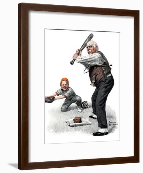 "Gramps at the Plate", August 5,1916-Norman Rockwell-Framed Giclee Print