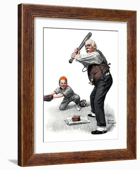 "Gramps at the Plate", August 5,1916-Norman Rockwell-Framed Giclee Print