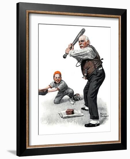 "Gramps at the Plate", August 5,1916-Norman Rockwell-Framed Giclee Print