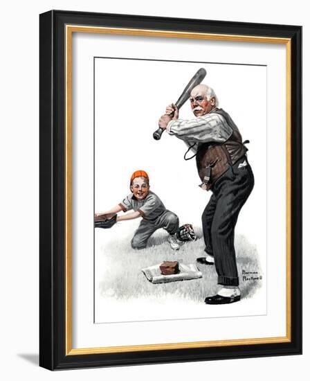 "Gramps at the Plate", August 5,1916-Norman Rockwell-Framed Giclee Print