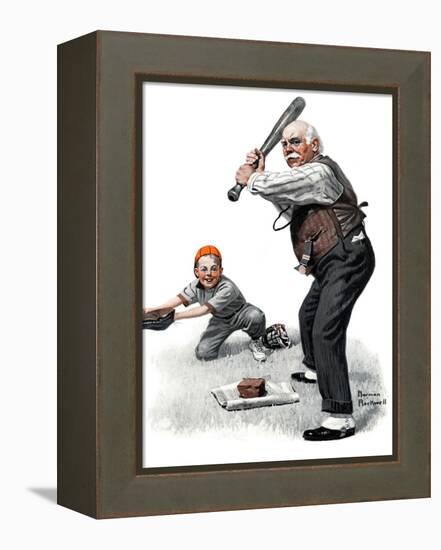 "Gramps at the Plate", August 5,1916-Norman Rockwell-Framed Premier Image Canvas