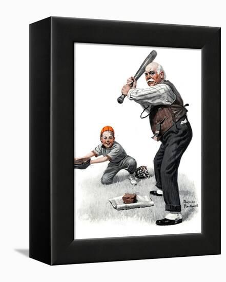 "Gramps at the Plate", August 5,1916-Norman Rockwell-Framed Premier Image Canvas