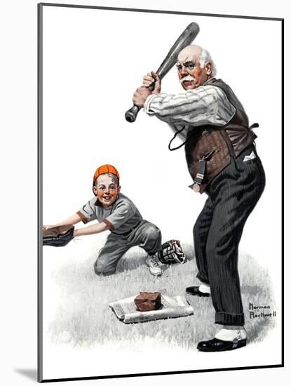 "Gramps at the Plate", August 5,1916-Norman Rockwell-Mounted Premium Giclee Print
