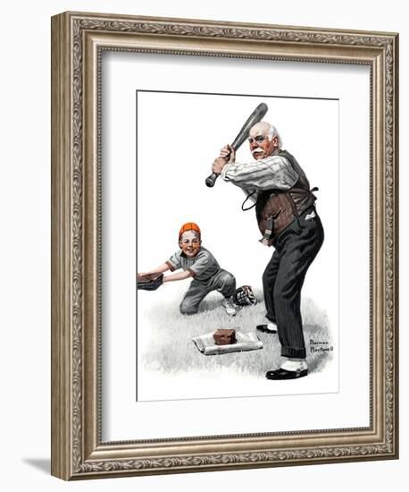 "Gramps at the Plate", August 5,1916-Norman Rockwell-Framed Giclee Print