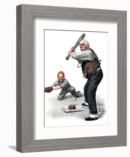 "Gramps at the Plate", August 5,1916-Norman Rockwell-Framed Giclee Print