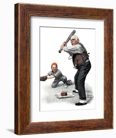 "Gramps at the Plate", August 5,1916-Norman Rockwell-Framed Giclee Print