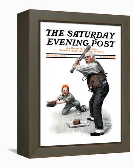 "Gramps at the Plate" Saturday Evening Post Cover, August 5,1916-Norman Rockwell-Framed Premier Image Canvas