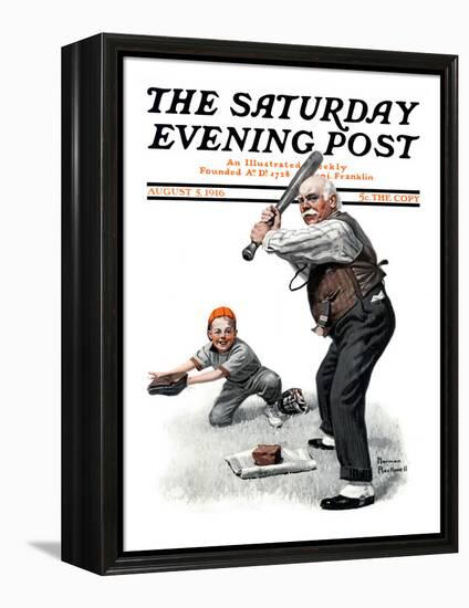 "Gramps at the Plate" Saturday Evening Post Cover, August 5,1916-Norman Rockwell-Framed Premier Image Canvas