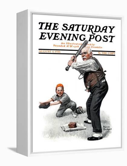 "Gramps at the Plate" Saturday Evening Post Cover, August 5,1916-Norman Rockwell-Framed Premier Image Canvas