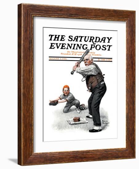 "Gramps at the Plate" Saturday Evening Post Cover, August 5,1916-Norman Rockwell-Framed Giclee Print