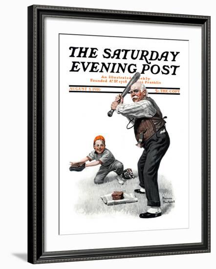 "Gramps at the Plate" Saturday Evening Post Cover, August 5,1916-Norman Rockwell-Framed Giclee Print