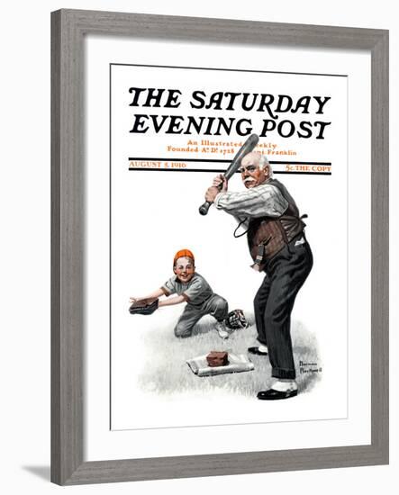 "Gramps at the Plate" Saturday Evening Post Cover, August 5,1916-Norman Rockwell-Framed Giclee Print