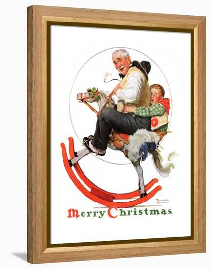 "Gramps on Rocking Horse", December 16,1933-Norman Rockwell-Framed Premier Image Canvas