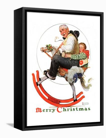 "Gramps on Rocking Horse", December 16,1933-Norman Rockwell-Framed Premier Image Canvas