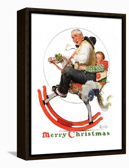 "Gramps on Rocking Horse", December 16,1933-Norman Rockwell-Framed Premier Image Canvas