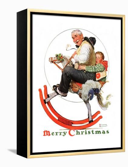 "Gramps on Rocking Horse", December 16,1933-Norman Rockwell-Framed Premier Image Canvas