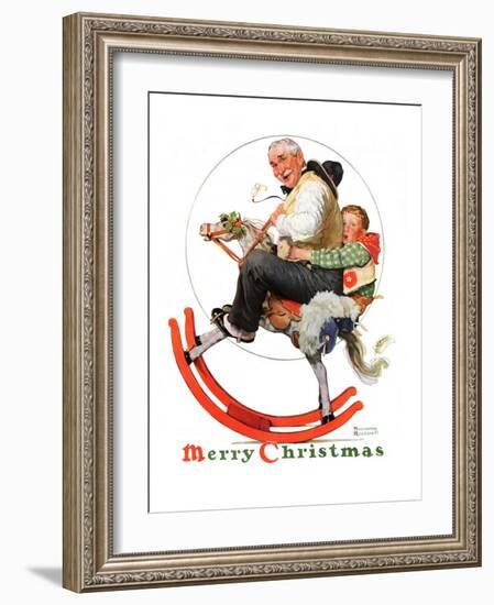 "Gramps on Rocking Horse", December 16,1933-Norman Rockwell-Framed Giclee Print