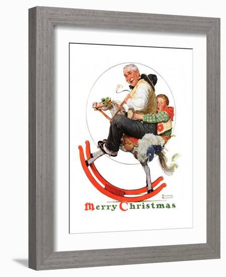 "Gramps on Rocking Horse", December 16,1933-Norman Rockwell-Framed Giclee Print