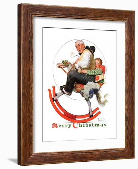 "Gramps on Rocking Horse", December 16,1933-Norman Rockwell-Framed Giclee Print