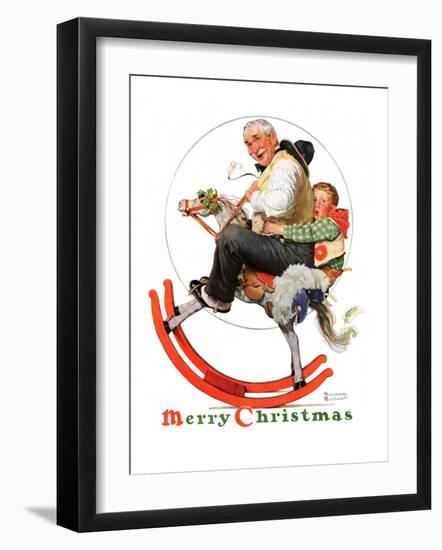 "Gramps on Rocking Horse", December 16,1933-Norman Rockwell-Framed Giclee Print