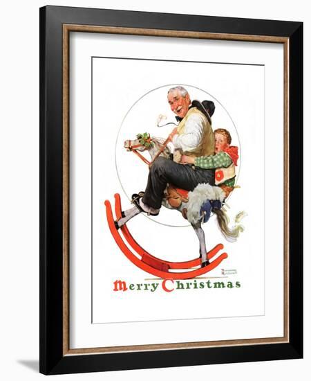 "Gramps on Rocking Horse", December 16,1933-Norman Rockwell-Framed Giclee Print