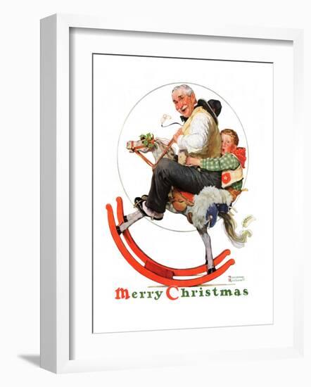 "Gramps on Rocking Horse", December 16,1933-Norman Rockwell-Framed Giclee Print