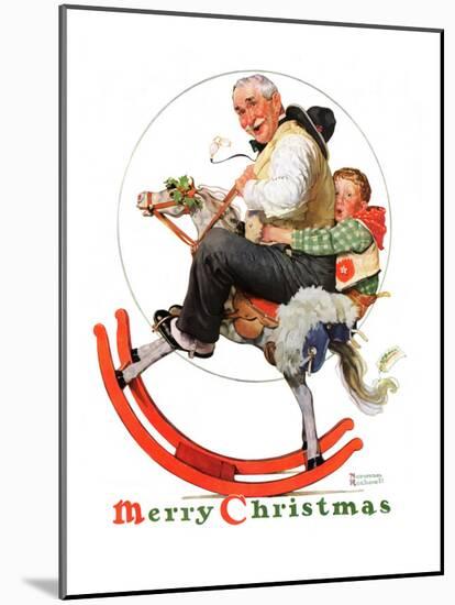 "Gramps on Rocking Horse", December 16,1933-Norman Rockwell-Mounted Giclee Print