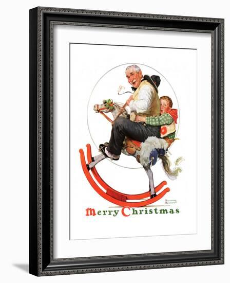 "Gramps on Rocking Horse", December 16,1933-Norman Rockwell-Framed Giclee Print