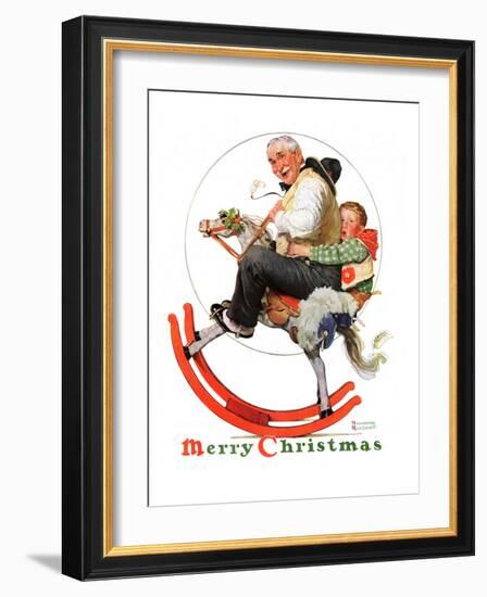 "Gramps on Rocking Horse", December 16,1933-Norman Rockwell-Framed Giclee Print