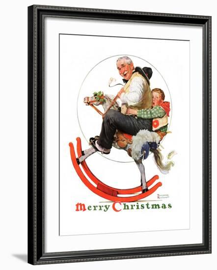 "Gramps on Rocking Horse", December 16,1933-Norman Rockwell-Framed Giclee Print