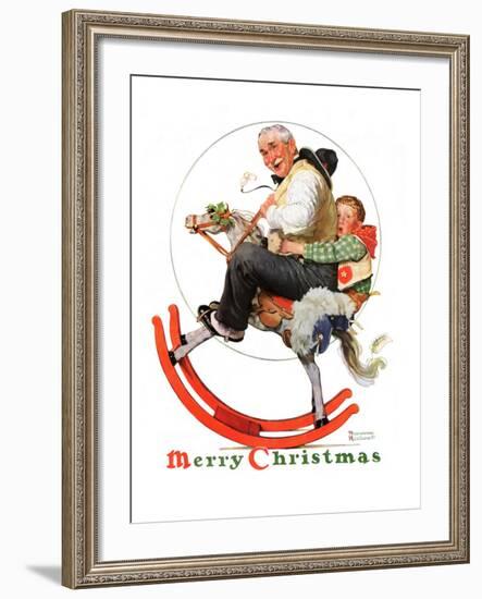 "Gramps on Rocking Horse", December 16,1933-Norman Rockwell-Framed Giclee Print