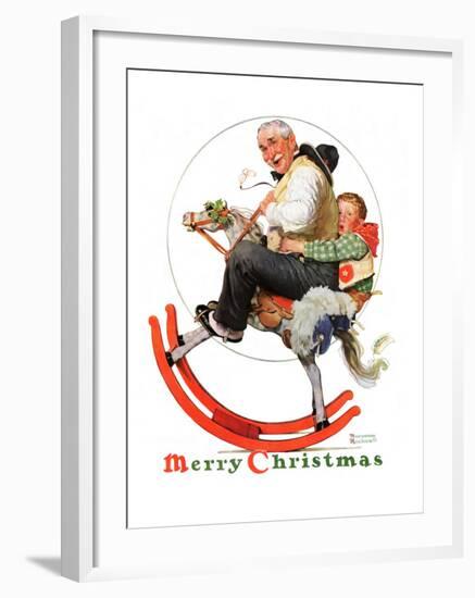 "Gramps on Rocking Horse", December 16,1933-Norman Rockwell-Framed Giclee Print