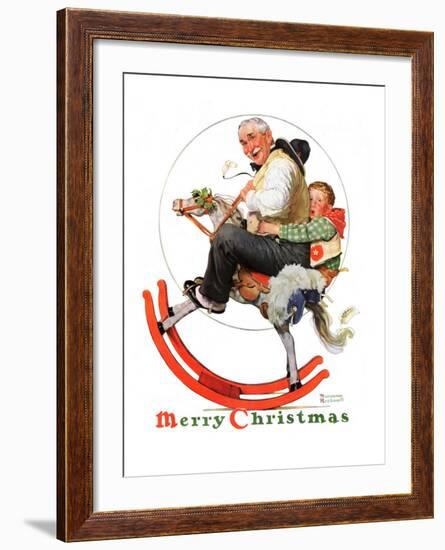 "Gramps on Rocking Horse", December 16,1933-Norman Rockwell-Framed Giclee Print