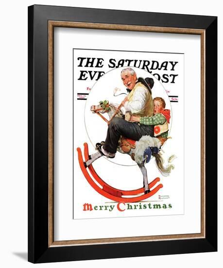 "Gramps on Rocking Horse" Saturday Evening Post Cover, December 16,1933-Norman Rockwell-Framed Giclee Print