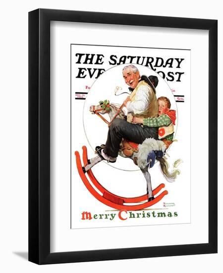 "Gramps on Rocking Horse" Saturday Evening Post Cover, December 16,1933-Norman Rockwell-Framed Giclee Print