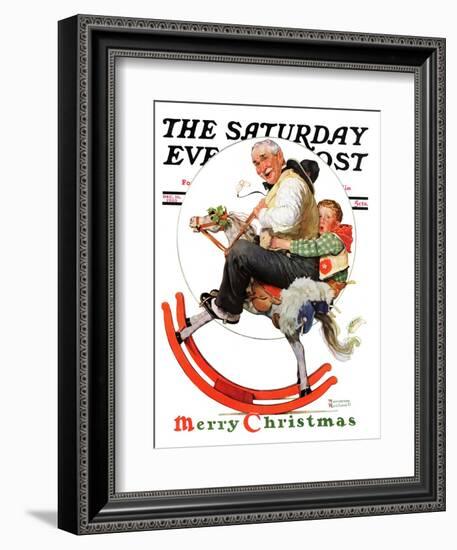 "Gramps on Rocking Horse" Saturday Evening Post Cover, December 16,1933-Norman Rockwell-Framed Giclee Print