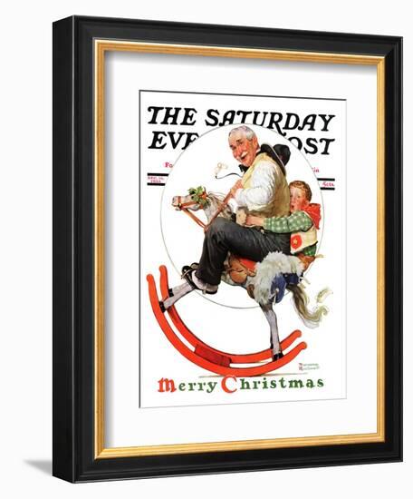 "Gramps on Rocking Horse" Saturday Evening Post Cover, December 16,1933-Norman Rockwell-Framed Giclee Print