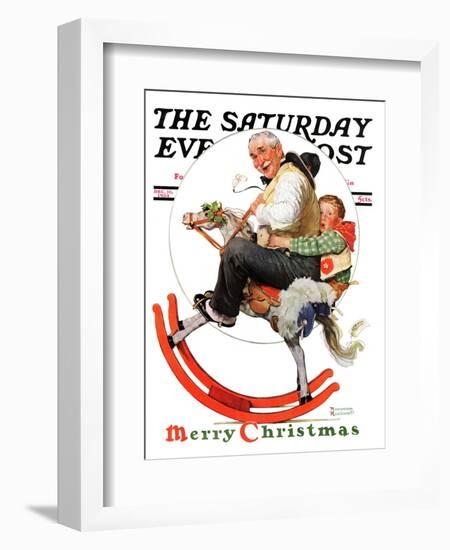 "Gramps on Rocking Horse" Saturday Evening Post Cover, December 16,1933-Norman Rockwell-Framed Premium Giclee Print